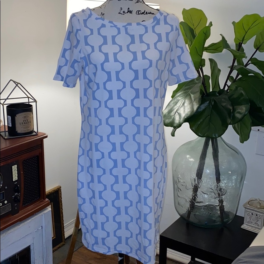 Gretchen Scott Designs Blue and White Midi Dress